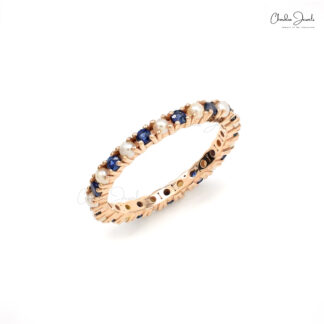 Stackable Blue Sapphire Eternity Ring in 14K Gold