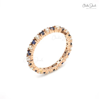 Full Eternity Ring with Natural Blue Sapphires in Rose Gold