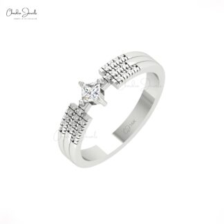Split Shank Square Cut Ring With 3mm Diamond Prong Set In 14k Pure Gold Wedding Rings