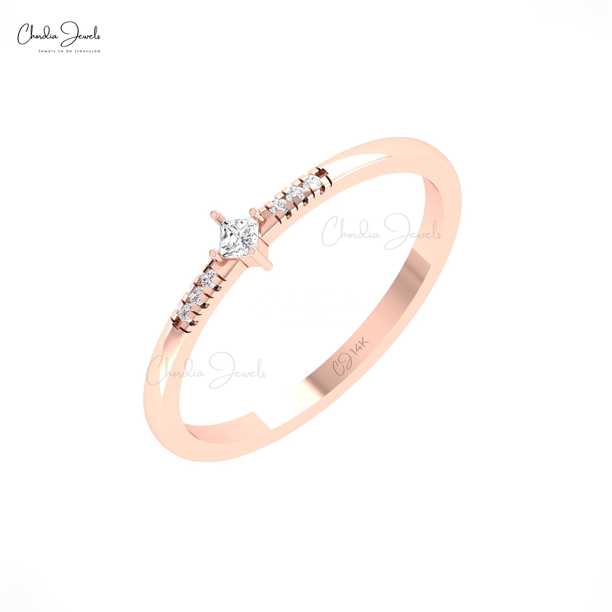 Stackable Seven Stone Ring With 2mm White Diamond Accents In 14k Real Gold Fine Jewelry