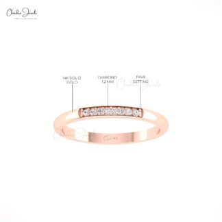 Stacking Diamond Band With 1.2mm White Diamond Birthstone Wedding Ring In 14k Gold