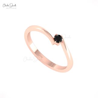 Split Shank Tiny Cluster Ring In 14k Solid Gold Black Diamond 3 Stone Wedding Rings