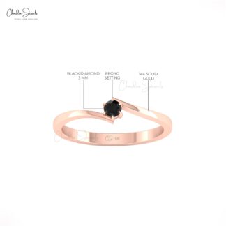 Split Shank Tiny Cluster Ring In 14k Solid Gold Black Diamond 3 Stone Wedding Rings