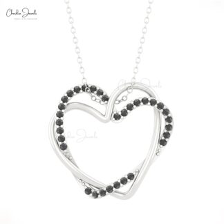 Overlapping Open Heart Pendant In Solid 14k Gold Black Diamond Pendants For Women