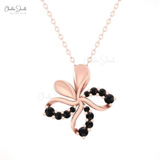 Floral Round Pendant With 0.41 Ct Black Diamond Daisy Hallmark Pendant In 14k Real Gold