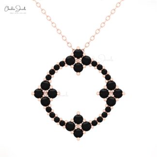 Open Circle Karma Pendant In 14k Solid Gold Black Diamond 1.44 Ct Round Cut Pendants