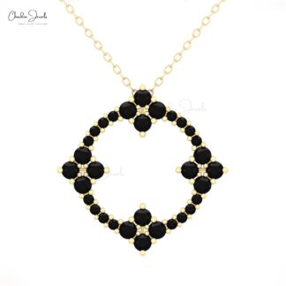 Open Circle Karma Pendant In 14k Solid Gold Black Diamond 1.44 Ct Round Cut Pendants