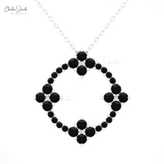 Open Circle Karma Pendant In 14k Solid Gold Black Diamond 1.44 Ct Round Cut Pendants