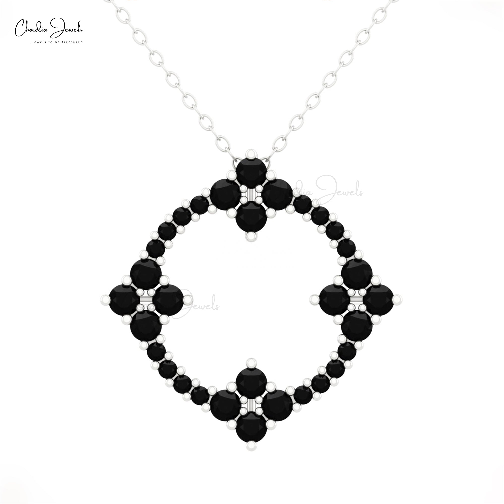 Open Circle Karma Pendant In 14k Solid Gold Black Diamond 1.44 Ct Round Cut Pendants