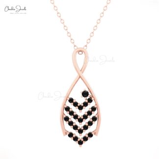 Round Cut V Bar Pendant In Pure 14k Gold Black Diamond Cluster Handmade Necklace For Her