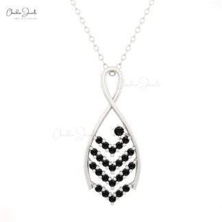 Round Cut V Bar Pendant In Pure 14k Gold Black Diamond Cluster Handmade Necklace For Her