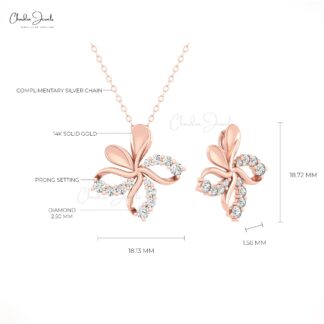 Flower Style Hidden Bail Pendant In Pure 14k Gold White Diamond April Birthstone Necklace