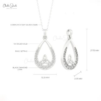 Tear Drop Daily Wear Pendant In Solid 14k Gold G-H Diamond 2mm Round Women Necklace