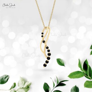 Pure 14k Gold Infinity Pendant With 2mm Black Diamond Hidden Bail Hallmarked Necklace