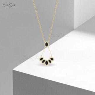 Multi Halo Diamond Chain Necklace In 14k Real Gold Black Diamond Cluster Bridal Necklaces