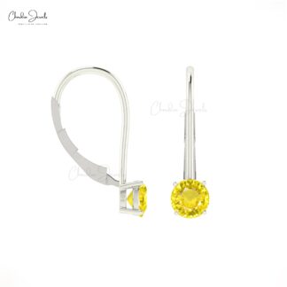 Solitaire Dangle Earring With 0.94 Ct Yellow Sapphire Prong Set In 14k Solid Gold Earrings