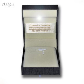 Trio Square Cut Pendant With 0.11 Ct Diamond April Birthstone 14k White Gold Necklace