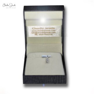 Three Stone Curved Locket In 14k White Gold Diamond Light Weight Dainty Pendant For Her