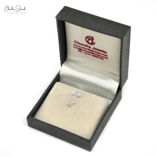 Real 14k White Gold Floral Pendant With 0.08 Ct White Diamond 3 Stone Women Necklace