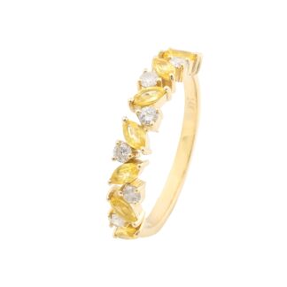 Sapphire Diamond Eternity Ring in 14K Solid Yellow Gold