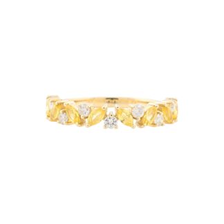 Yellow Sapphire and Diamond Half Eternity Ring in Solid Gold