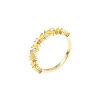 Natural Yellow Sapphire and Diamond Eternity Ring