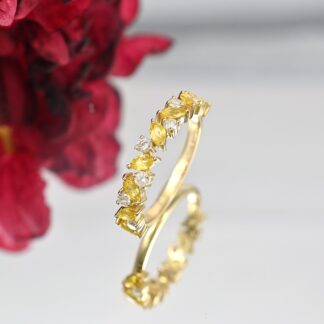 Elegant Sapphire Diamond Eternity Ring with Half Eternity Band