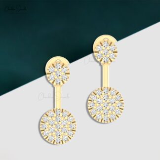 Brilliant Cut Detachable Earring In 14k Solid Gold Diamond Push Back Earrings For Women