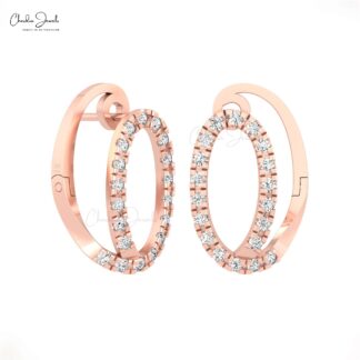 Small Diamond Huggie Hoops In 14k Pure Gold G-H Diamond 1.5mm Round Cut Earrings For Her