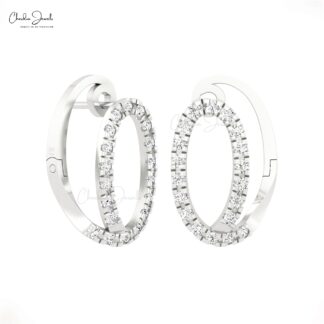 Small Diamond Huggie Hoops In 14k Pure Gold G-H Diamond 1.5mm Round Cut Earrings For Her