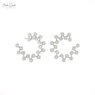 Constellation Unique Studs With 0.32 Ct White Diamond Bezel Set In 14k Pure Gold Earrings