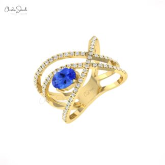 AAA Tanzanite Infinity Engagement Ring In 14k Pure Gold Diamond Cross Hallmark Jewelry