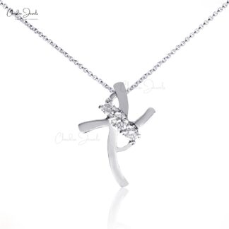 Brilliant Cut Unique Locket In Pure 14k White Gold Trio G-H Diamond Hallmark Pendant