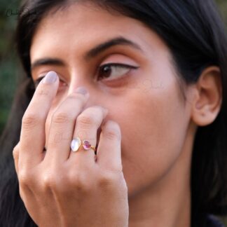 Split Shank Wedding Ring In 14k Yellow Gold Moonstone And Heart Tourmaline Open Cuff Rings
