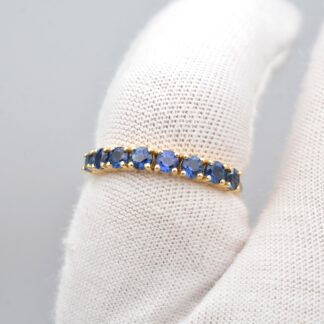 Stackable Blue Sapphire Eternity Band with Natural Gemstones