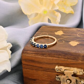 0.88 Ct Blue Sapphire Eternity Band in Yellow Gold