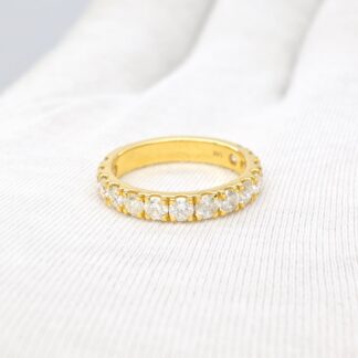 Round Cut Half Eternity Band In 14k Yellow Gold G-H Diamond 3mm Stackable Wedding Ring