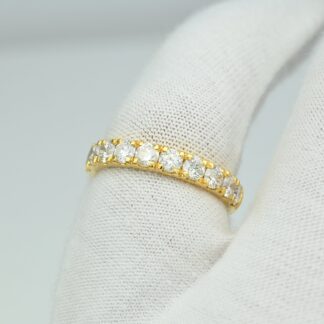 Round Cut Half Eternity Band In 14k Yellow Gold G-H Diamond 3mm Stackable Wedding Ring
