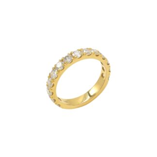 Round Cut Half Eternity Band In 14k Yellow Gold G-H Diamond 3mm Stackable Wedding Ring