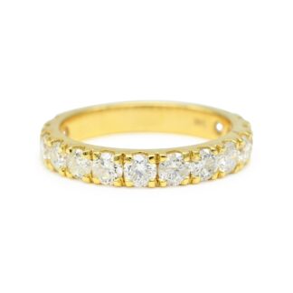 Round Cut Half Eternity Band In 14k Yellow Gold G-H Diamond 3mm Stackable Wedding Ring