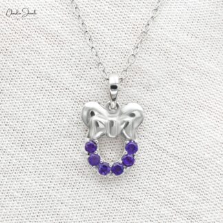 Mickey Head Kids Pendant In 14k Real Gold White Gold Amethyst 2mm Gemstone Fine Jewelry