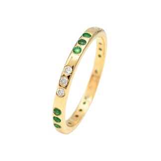 Fine jewelry Natural Emerald Diamond Stackable Ring in solid gold