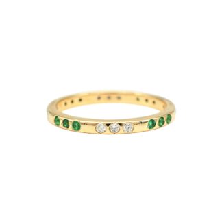 Luxury Natural Emerald Diamond Stackable Ring with natural emerald gemstone
