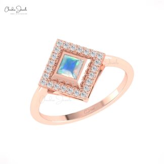 Natural Fire Opal Halo Ring In Solid 14k Gold Diamond And 0.32 Ct Gemstone Fine Jewelry