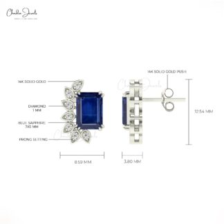 Gemstone Statement Earring With 2 Ct Blue Sapphire And Pave Diamond Hallmark Earrings