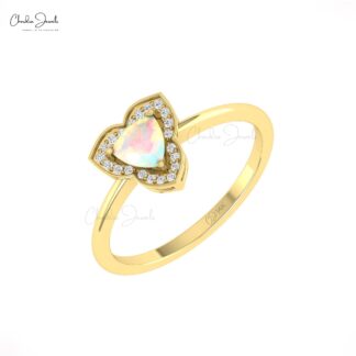 Delicate Halo Engagement Ring In 14k Pure Gold Fire Opal 5mm Gemstone And Diamond Rings