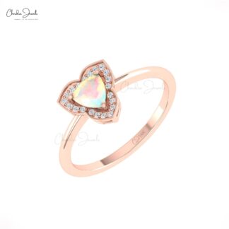 Delicate Halo Engagement Ring In 14k Pure Gold Fire Opal 5mm Gemstone And Diamond Rings