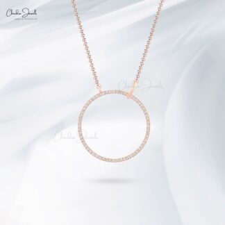 Interlocking Eternity Chain Necklace In Real 14k Gold G-H Diamond 1mm Round Necklaces