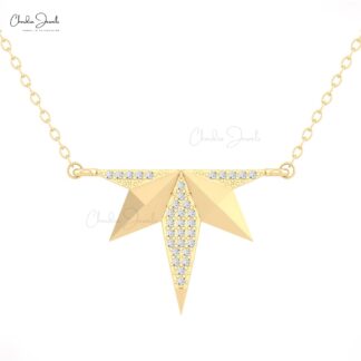 Fallen Star Thin Chain Necklace In Solid 14k Gold G-H Diamond 0.9mm Round Unique Necklaces