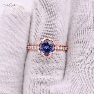 Gemstone Floral Ring In 14k Rose Gold Tanzanite And Diamond Engagement Verified Rings